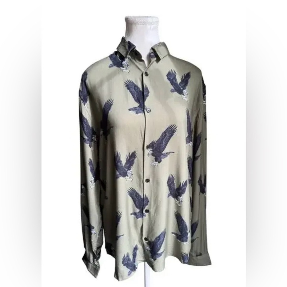 The Kooples Flying Eagle Button Down Shirt 100% Viscose NWT